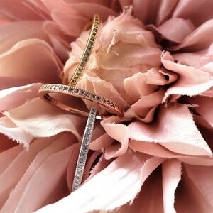 Adornia Swarovski Crystal Half Eternity Ring Set Gold Silver Rosegold Si…